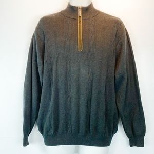 Alex Cannon brown 1/4 zip sweater elbow patch M